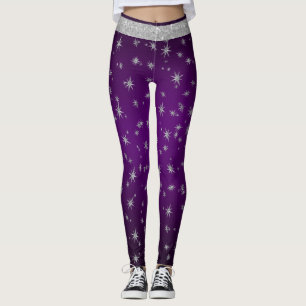 Leggings Violet avec étoiles d'argent