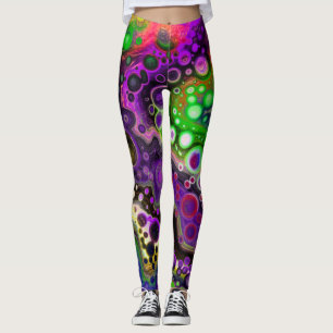 Leggings Violet, citron vert et marbre noir