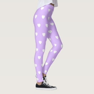 Leggings Violet clair avec jambières de Coeurs Blancs