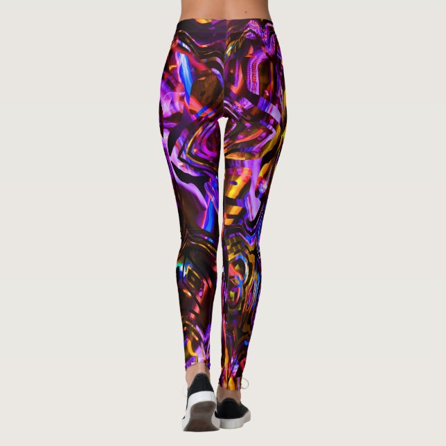 Leggings Violet électrique et art Abstrait noir (Dos)