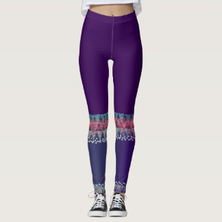 Leggings Violet foncé avec design aztèque>Leggings colorés