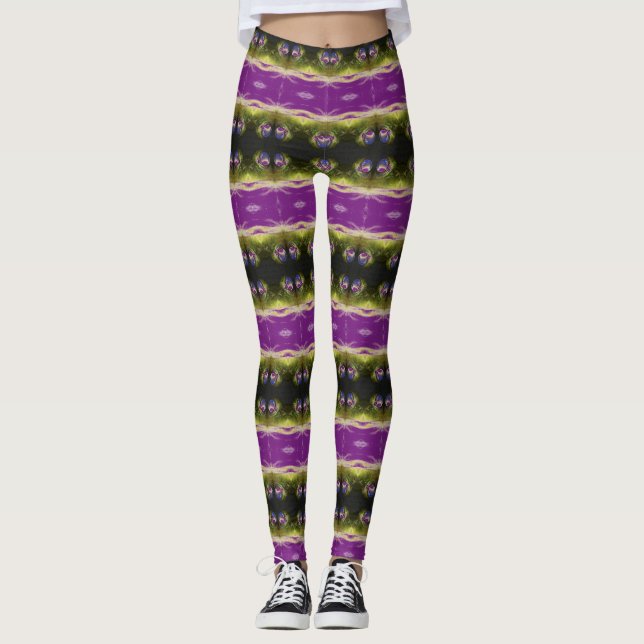 Leggings Violet foncé et verts (Devant)