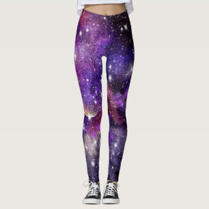 Leggings Violet Galaxy Voie Lactée Avec Planète