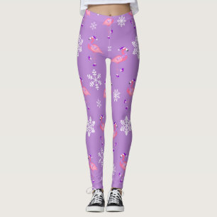 Leggings violet noël santa claus flamingo