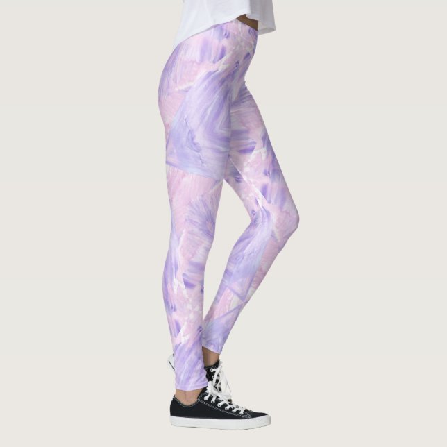 Leggings Violet pastel et rose abstrait marbré à l'aquarell (Droite)