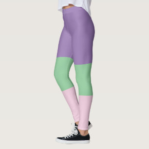 Leggings Violet pastel, vert pastel et rose pastel