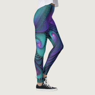 Leggings Violet rencontre Turquoise moderne art fractal abs