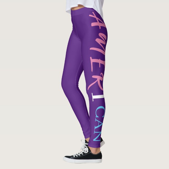 Leggings Violet Rose Blanc Bleu Noir Femme Afrique Amérique (Gauche)