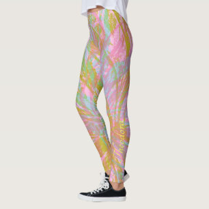 Leggings Violet rose papillon Abstrait or