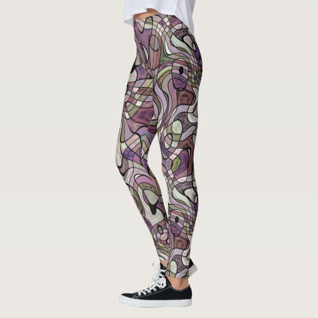 Leggings Violet violet déformé Motif Carré tordu (Gauche)