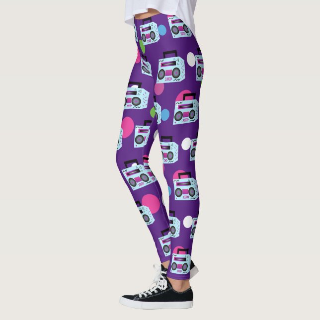 Leggings violets à points Halloween tenue années 8 (Gauche)