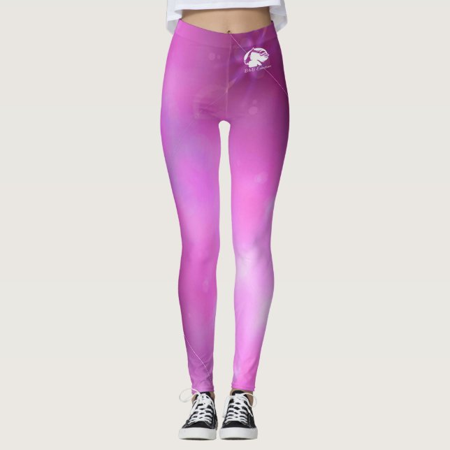 Leggings violets roses - Logo Bed & Breakfast blan (Devant)
