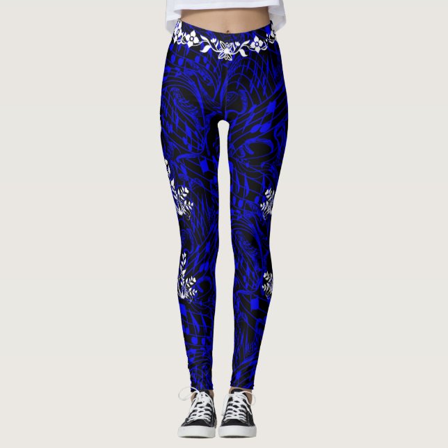 LEGGINGS VIOLON BLANC SUR LA MARINE (Devant)