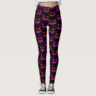 Leggings Visage citrouille Jack-o-lanterne brillant