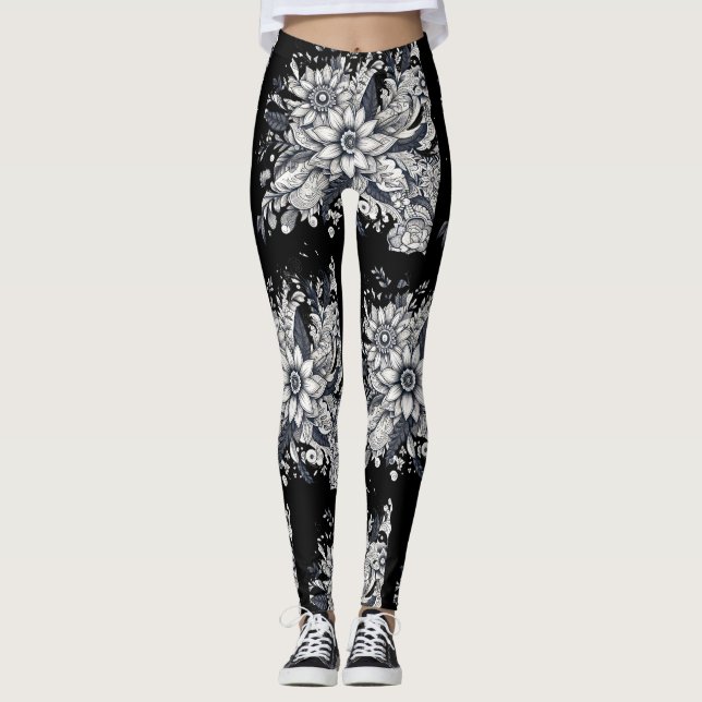 Leggings visage de femme abstrait (Devant)