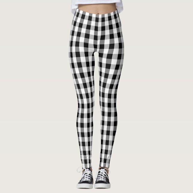 Leggings Vishy À damiers noir gris blanc plaid (Devant)