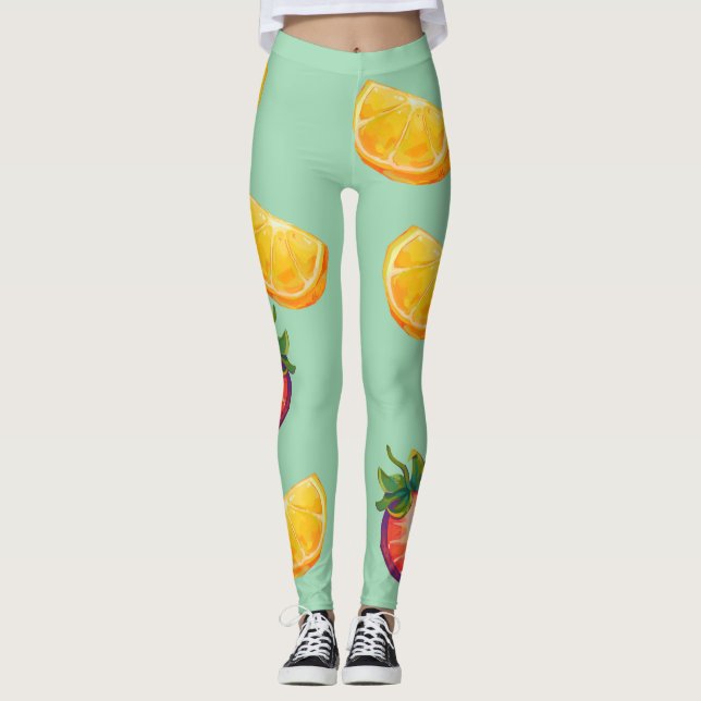 Leggings Vitamines Orange, Fraise (Devant)