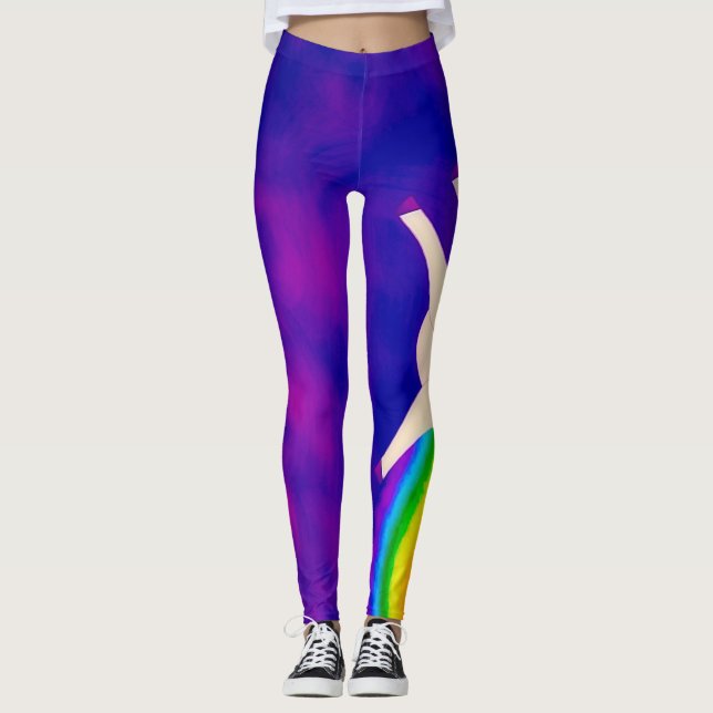 Leggings Vitesse de partie d'aquarelle de licornes et (Devant)