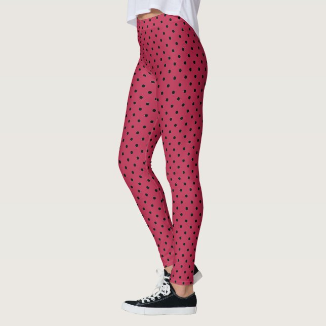 Leggings Viva Magenta et points noirs tendance (Gauche)