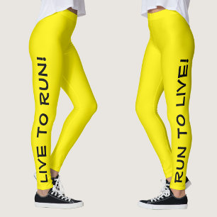 Leggings Vivez pour courir ! Courez pour vivre ! Jaune vif