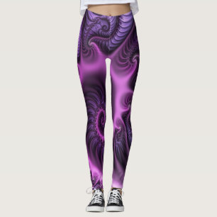 Leggings Vivid Cool Abstrait rose violet Fractal Art Spiral