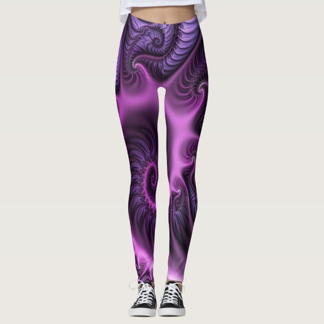 Leggings Vivid Cool Abstrait rose violet Fractal Art Spiral (Devant)