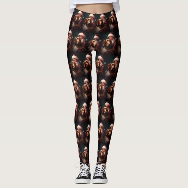 Leggings Vizsla avec Noël Festif du Père Noël (Devant)