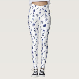 Leggings Voile Motif illustratif Marine Bleu+Blanc