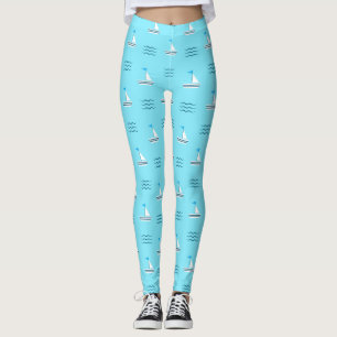 Leggings Voiliers sur le motif bleu de mer