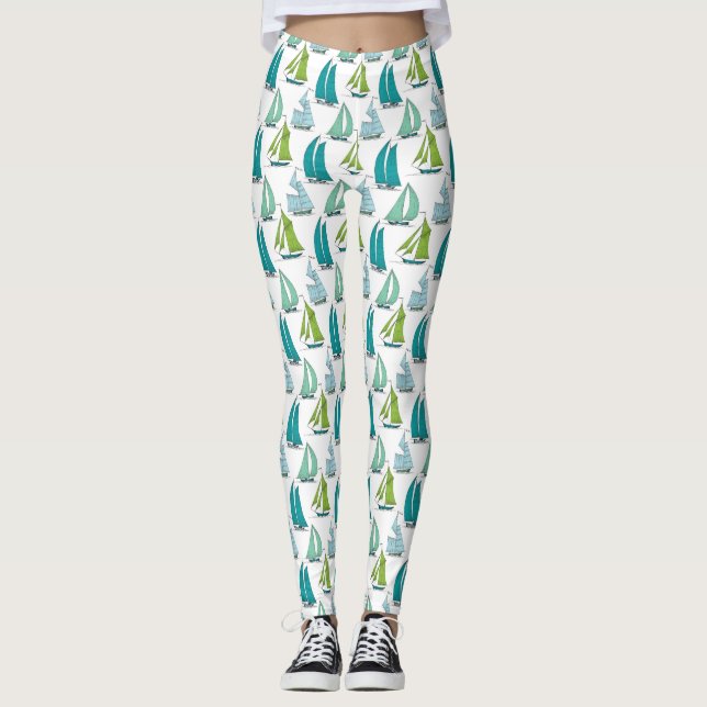 Leggings Voiliers sur le motif de l'eau (Devant)