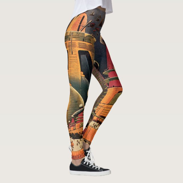 Leggings Voiture volant vintage de science fiction futurist (Droite)
