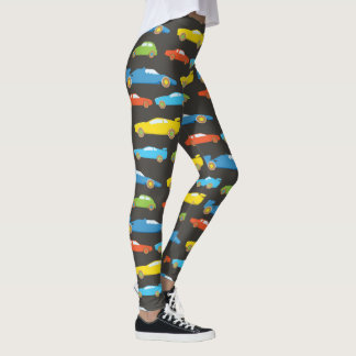 Leggings Voitures de course colorées sur fond noir