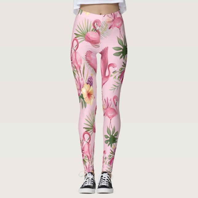 Leggings Vol de Flamants roses roses (Devant)