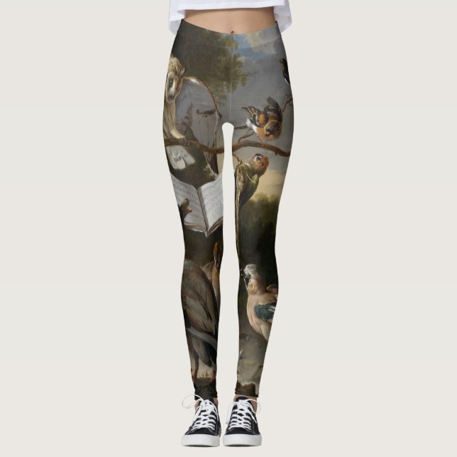Leggings Volée des oiseaux musicaux peignant des guêtres (Devant)