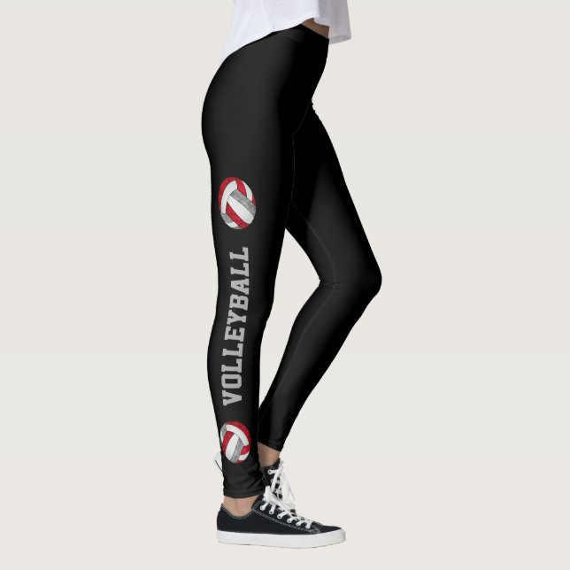 Leggings volleyballs gris rouge avec la jambe (Droite)