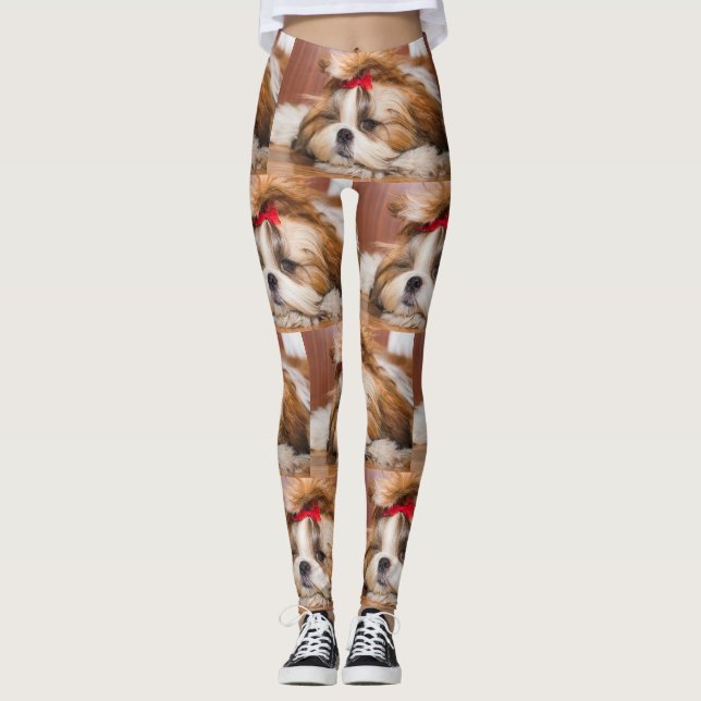 Leggings Votre chiot chien animal de compagnie motif photo  (Devant)