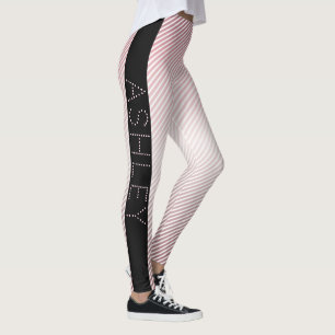 Leggings Votre nom   Ombre Rose mince et bandes blanches