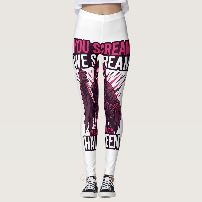 Leggings Vous criez Nous Halloween Ghostface Couteau Sangla (Devant)