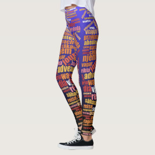 Leggings Voyage coloré dans plusieurs langues Word Cloud