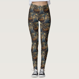 Leggings Voyage de fête de Noël du chat du Bengale