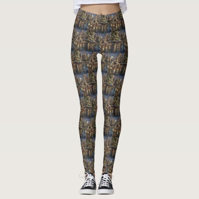 Leggings Voyage de Noël festif Keeshond (Devant)