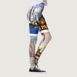 Leggings Voyagez dans le monde poster vintage collage