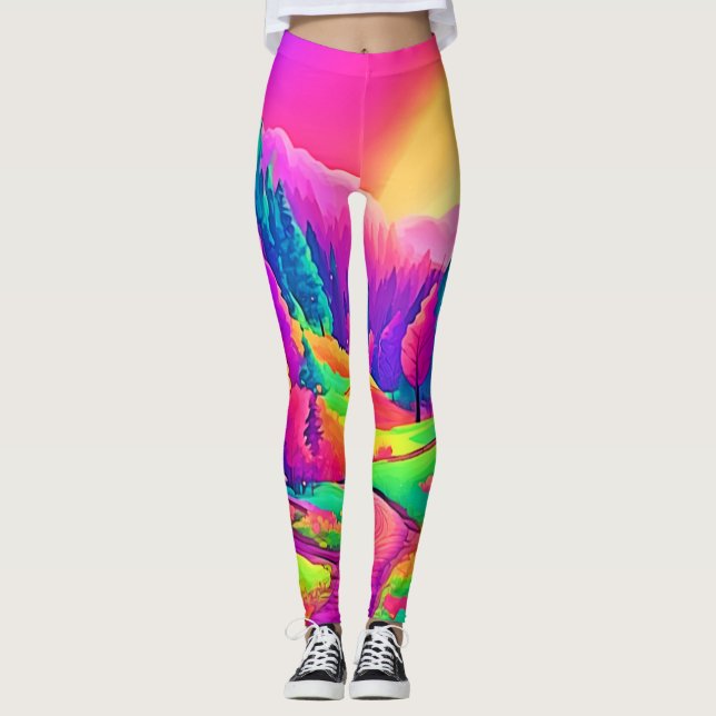 Leggings Vue Coucher de soleil coloré (Devant)
