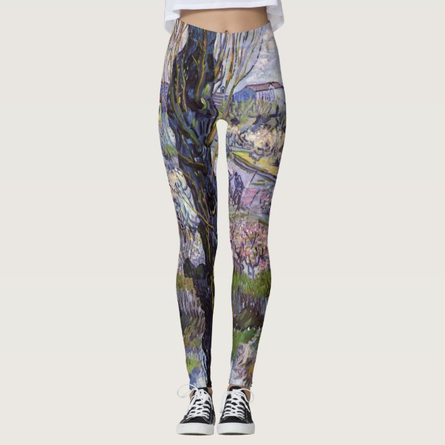 Leggings Vue de jardin fleuri d'Arles de Van Gogh (Devant)