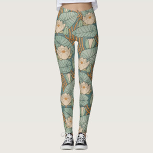 Leggings Water Lys Lily Art Nouveau Nature