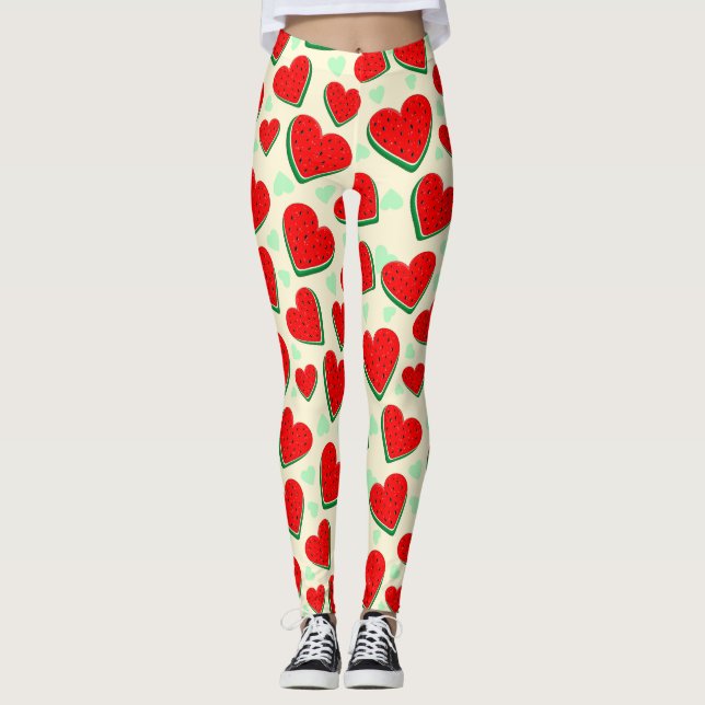 Leggings Watermelon Heart Valentine's Day Free Palestine (Devant)