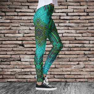 Leggings Weaver Mandala bleu et vert