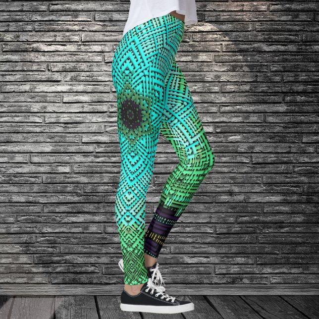 Leggings Weaver Mandala bleu et vert (Créateur téléchargé)