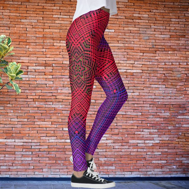 Leggings Weaver Mandala rouge et violet (Créateur téléchargé)