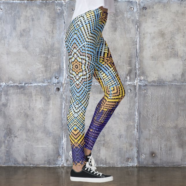 Leggings Weer Mandala bleu et jaune (Créateur téléchargé)